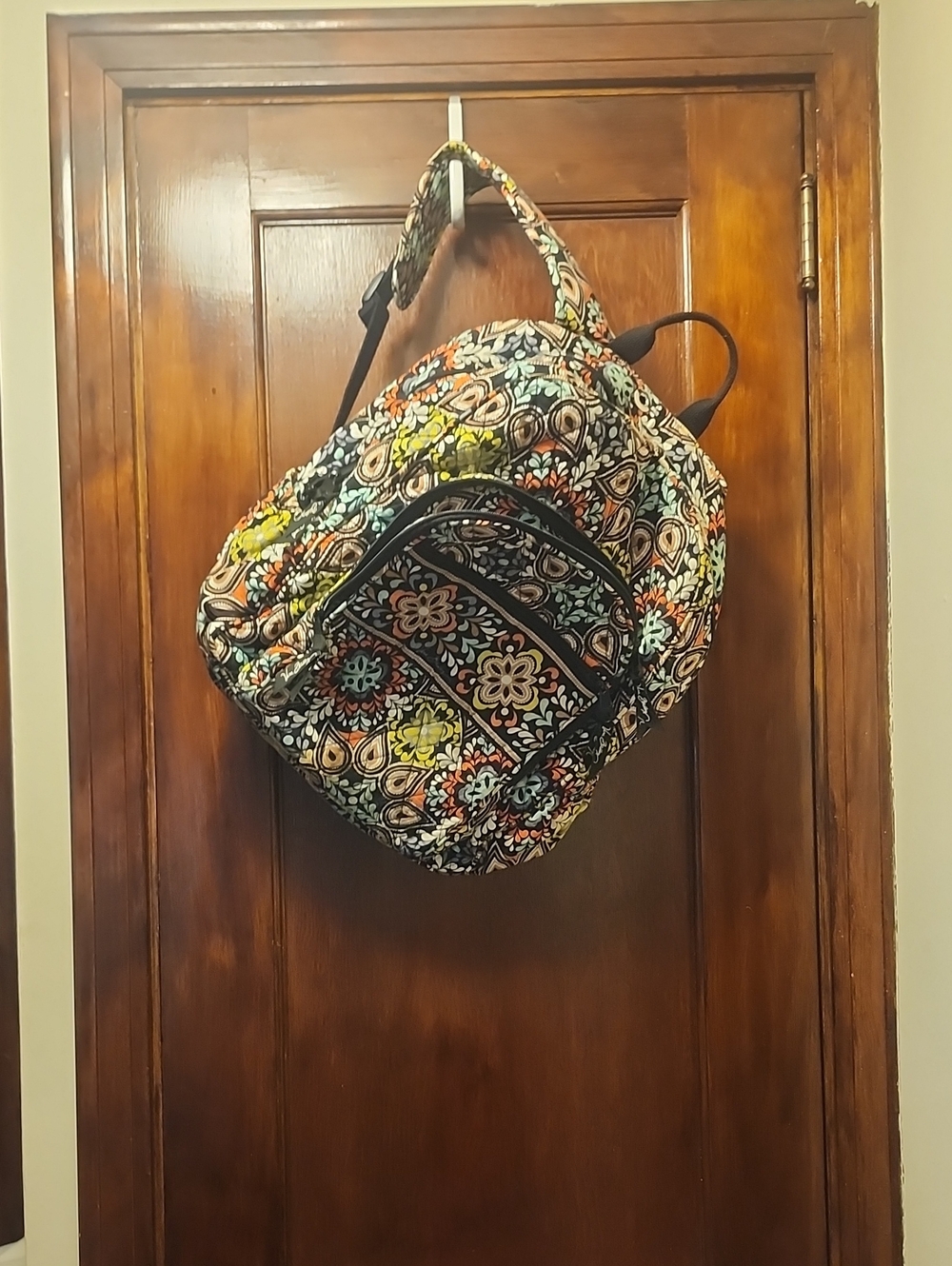 Vera Bradley Black Quilted Floral Backpack with Multicolor Accents